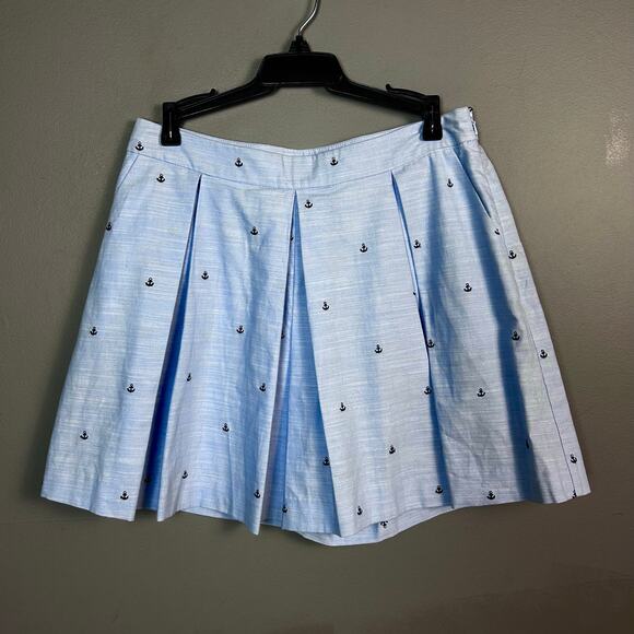 1901 Skort Size 10 Petite Pinstripe Chambray Anchors nautical preppy old money - Picture 1 of 8